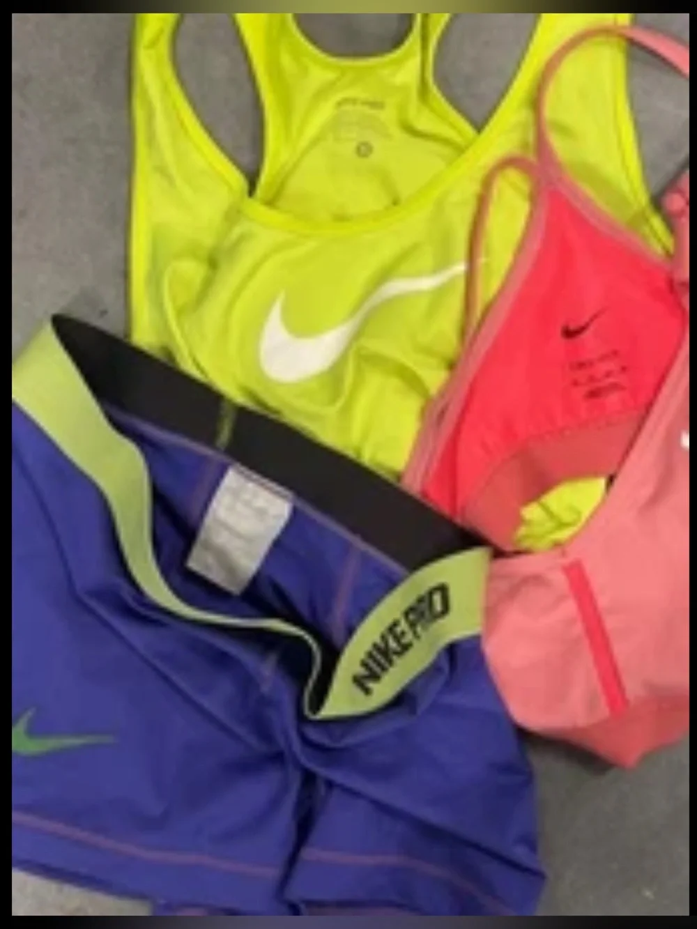 Nike Pro Dri Fit  Woman’s 3 PC Athleisure Set Comp Shorts Sports Bra Tank S-XS